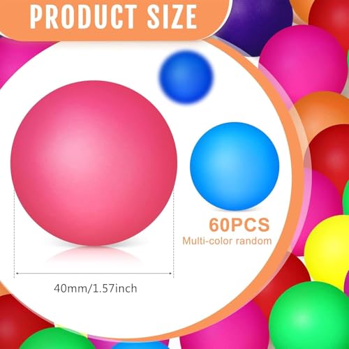 JEONDFG 60 Stück Tischtennisbälle, 40 mm bunte Tischtennisbälle, lustige Ping-Pong-Bälle, langlebig, bunt, Tischtennisball für Erwachsene und Kinder