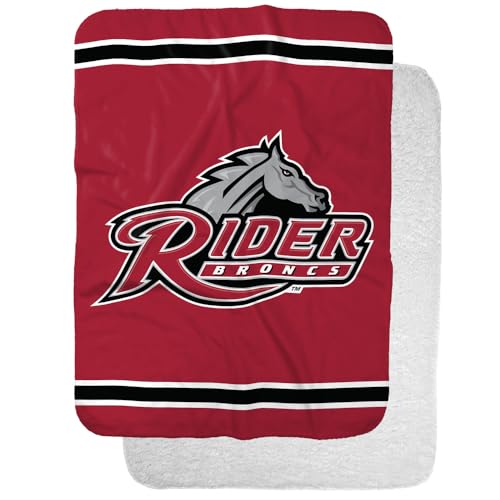 Rider University Primary Logo Stripes Sherpa Blanket, Warm Soft Cozy 30"X40"