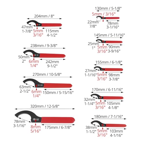QWORK 9-Piece Coilover Spanner Wrench Set