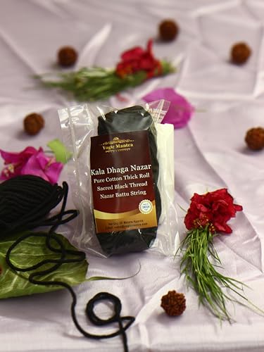 Yogic Mantra Nazar Battu Kala Dhaga (Pure Cotton Thick Black Thread Approx 20 Meters Length) Nazar Suraksha Kalava Raksha Sutra Sacred Holy Thread Evil Eye Protection Anklets for Men & Women