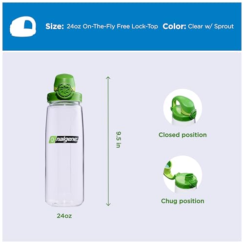 Image of Nalgene 24 oz On The Fly Lock-Top Water Bottle, Clear w /Sprout