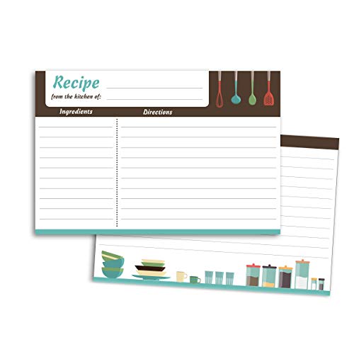 Home Advantage 50 Modern Kitchen Recipe Cards, 4x6 Double Sided Cards