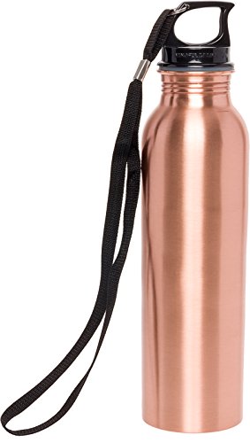 Mindful Design Pure Copper Polished Water Bottle - Leak-Proof Solid Copper Vessel for Ayurvedic Health Benefits (25 oz)