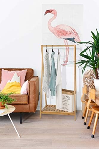 eSituro Clothes Rail Bamboo Natural Stand Coat Rack with Shoe Rack, Wardrobe for Bedroom SGR0018