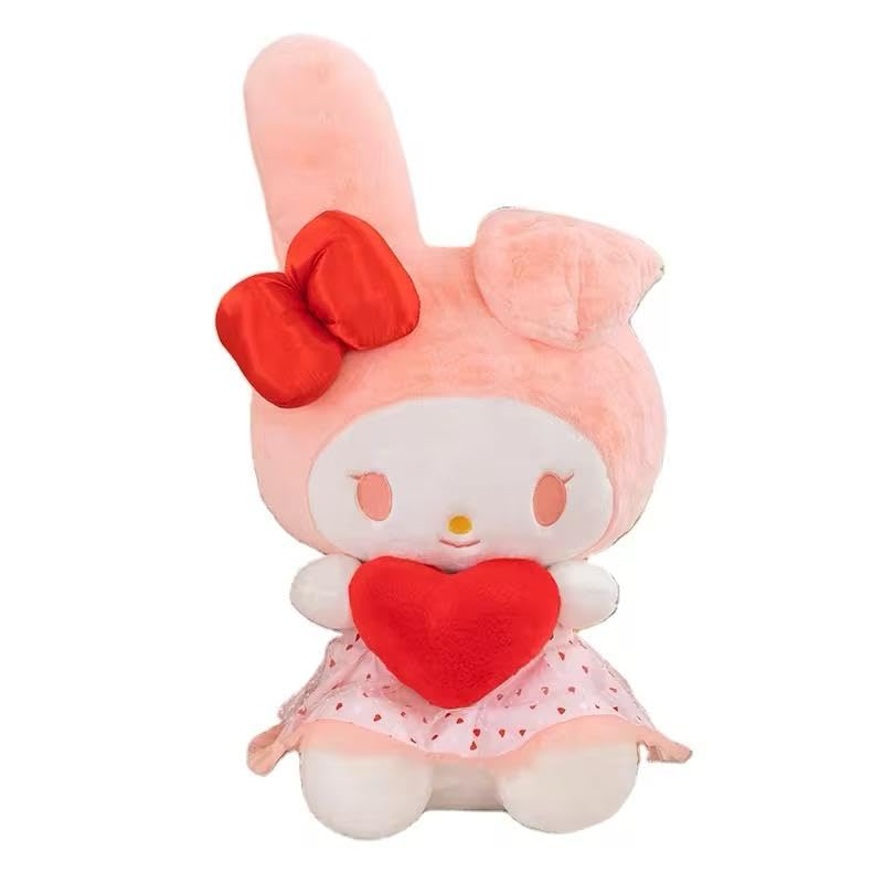 Image of SCOOBA Bunny with red Bow Soft Toy 25cm Height for Your Loved Ones (Pink and red Bunny)