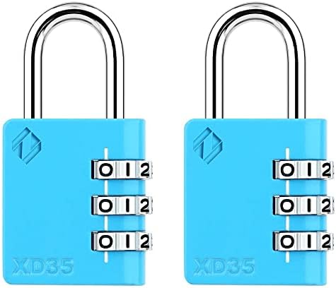 [ZARKER XD35] Small and Heavy Duty 3-Digit Combination Padlock for Suitcase, Locker, Gym, gate, shed, Tool Box and Door with Code - Emerald 1Pack