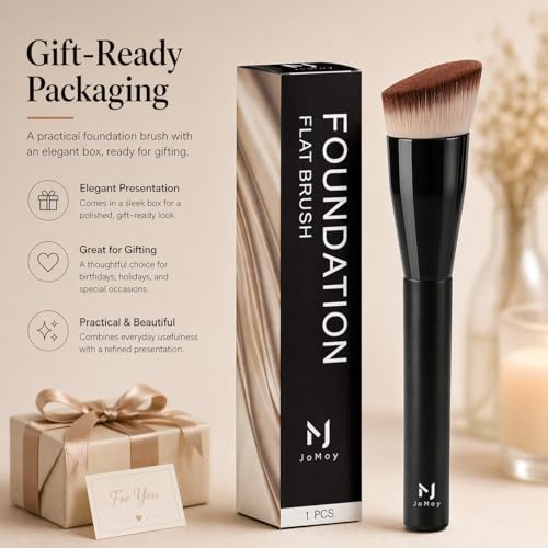 JoMay Flat Top Kabuki Foundation Brush, Angled Makeup Brush for Liquid Foundation, Dense Soft Vegan Bristles, Streak-Free Full Coverage Blending Brush for Beginners & Daily Makeup, 1 PCS - image 9