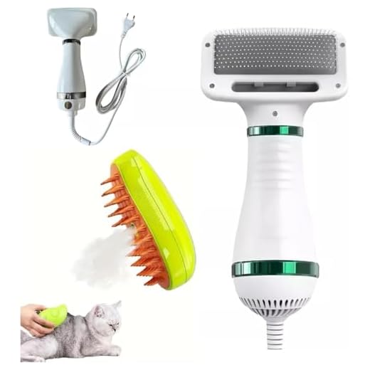 Escova Elétrica Removedora de Pelos 3 em 1 para Pets – Seca, Massageia e Escova Cães e Gatos | Escova Autolimpante com Spray Recarregável e Secador Portátil Profissional 110V