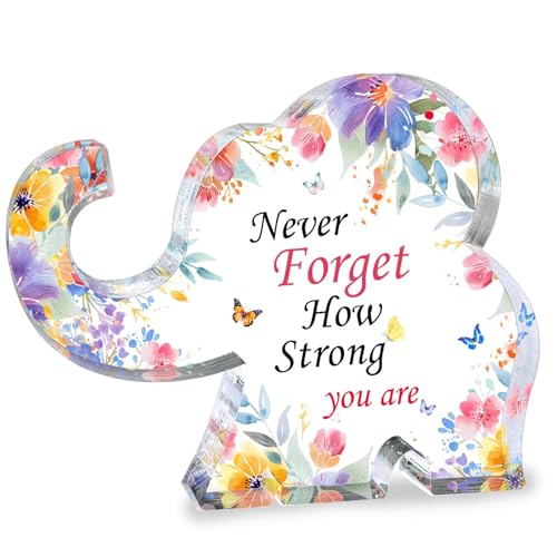 Inspirational Gifts for Women Elephant Gifts for Female Cheer up Gifts for Women Acrylic Elephant Shape Desk Decorative Sign Office Desk Accessories Gift for Mom Aunt Sister Daughter