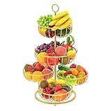 【Verbessertes 5-stufiges Design】Verbesserte 5-stufige Design Obstkorbschale mit tragbarem Griff hat drei erhöhte Füße, die Obst sauber und leicht zu bewegen halten können. Es ist die perfekte Lösung für die Aufbewahrung im Haushalt und kann an verschiedenen Orten wie Küche und Wohnzimmer platziert werden. Zur Aufbewahrung von Obst, Gemüse, Snacks und Brot.