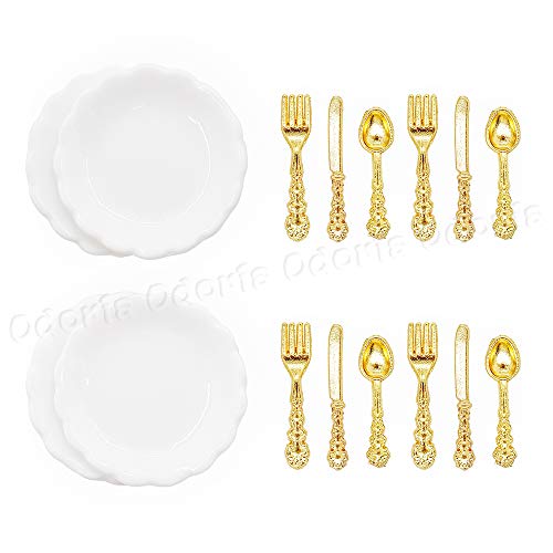Odoria 1/12 Miniaturas Chapas e Prataria Conjunto de Cutelaria Decoração Acessórios da Casa de Bonec
