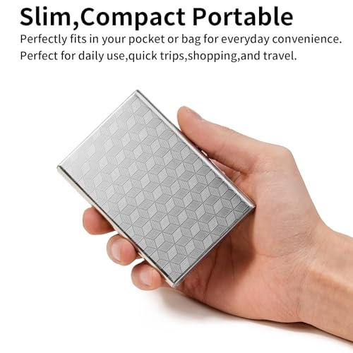 Image of Slim Credit Card Holder RFID Blocking Credit Card Stainless Steel Metal Wallet Business Card Cases with 6 Slots Men for Women