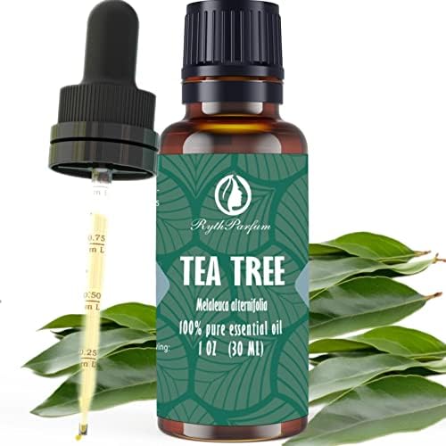 RythParfum Tea Tree Oil with Dropper with Scale (1 OZ)| 100% Pure and Natural Oil for Diffuser,Humidifier,Cold and Aroma|Tea Tree Essential Oil for Face,Hair, Skin,Scalp,Foot,Toenails and Massage