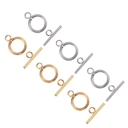 UNICRAFTALE 20 Sets Stainless Steel Toggle Clasps 2 Colors Bar and Ring Clasps OT End Clasps Connectors for Bracelet Necklace Jewelry Components Making
