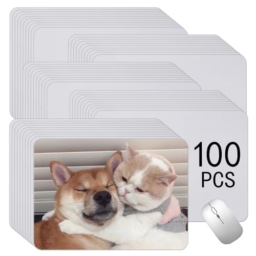 100 PCS White Mouse Pad for Heat Transfer, Bulk Mousepad for Heat Press Printing Crafts Custom...