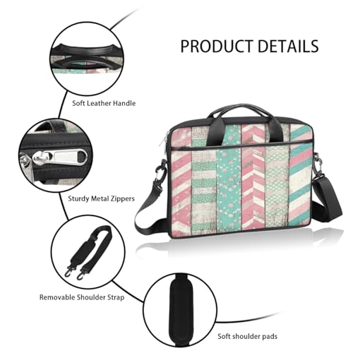 Funda para laptop de 15 pulgadas con diseño geométrico y patrón de tablero de madera, maletín delgado para hombres y mujeres, con correa ajustable para hombro, ideal para oficina, trabajo y viajes miniatura 4