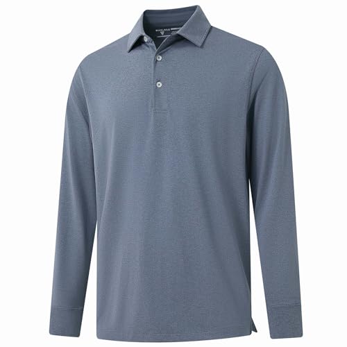 M MAELREG Golf Shirts for Men Dry Fit Performance Moisture Wicking Casual Heather Collared Long Sleeve Polo Shirts for Men
