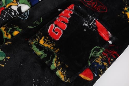 FunnyPaja Boys Soft Fleece Robes Plush Hooded Bathrobes Sleepwear for Kids 1-16 Years