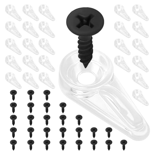 50 Pack Glass Cabinet Door Panel Retainer Clips with Screws Cabinet Glass Holder Window Screen Fasteners Holder Clips to Hold in Windows (Clear 0/0 Flush)