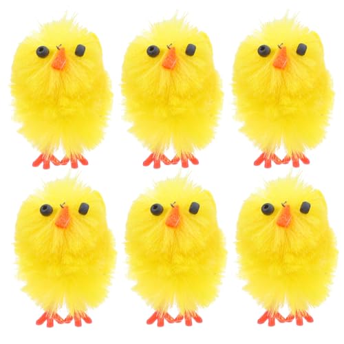 Poussins en peluche pour Pâques et figurines de poulets miniatures en plastique jaune duveteux