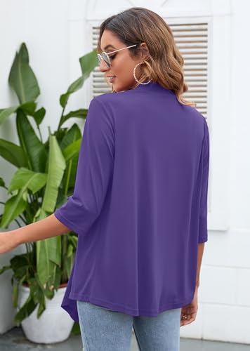 Image of Heymoments Women's Lightweight Open Front Cardigans 3 /4 Sleeve Casual Soft Drape Fall Cardigan S-2XL