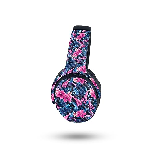 Image of MightySkins Carbon Fiber Skin Compatible with Skullcandy Crusher ANC 2 - Contrast Hibiscus | Protective, Durable Textured Carbon Fiber Finish | Easy to Apply