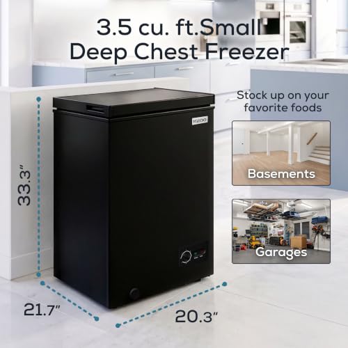 Igloo 3.5 Cu Ft. Upright Deep Freezer Chest- Deep Freezer with Quick Freezing System & Adjustable Thermostat- Low Noise Freezer with Removable Basket & LED Lights for Homes, Garages & Basements- Black - image 2