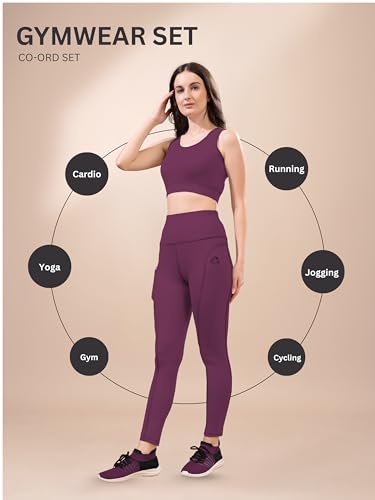 Image of High-Waist Track Suit, Co-ord Set for Women's, Gym wear 2-Piece Workout Set, Sports Bra and Bottom Set, Sports Running Suits, Yoga Wear