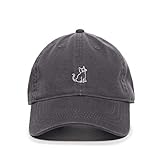 Cat Baseball Cap Embroidered Cotton Adjustable Dad Hat Charcoal
