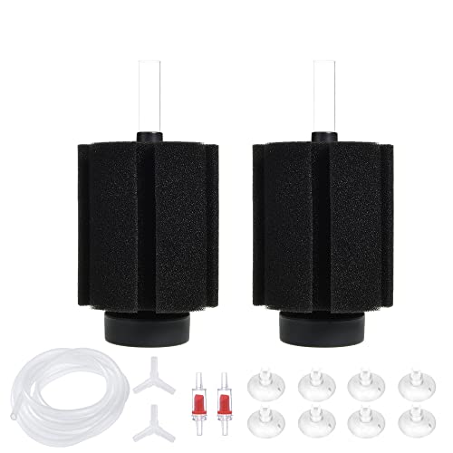 SUNCN アクアリウム バイオスポンジフィルター セラミックメディア付き クリアで静かな水槽用 Betta Fry Shrimp Tiny Fish Tank (10~40ガロン 2パック)