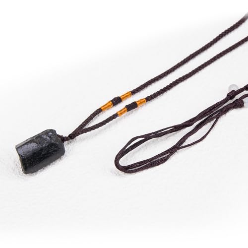 Comidox 2Pcs Natural Black Tourmaline Stone Pillar Pendant Necklace Tourmaline Amulet Natural Free Form Crystal Healing Pendant, Stone, Tourmaline