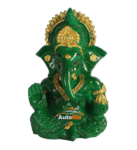 Image of Shri Ganesha Idol for Car Dashboard | Lord Statue for Home, Office & Pooja Room Decor | Spiritual Gift for Housewarming, Festive & Religious Occasions (Green)