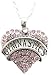 Gymnastics Heart Pink Crystals Silver Chain Necklace