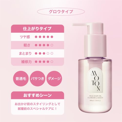 [ 光をまとう生ツヤ髪へ ] MOTON(モトン) シルクヘアオイル フラワーガーデンの香り 100ml