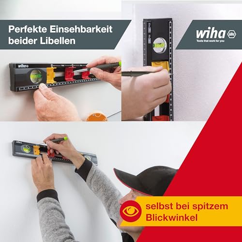 Wiha Wasserwaage Elektriker 40cm für Profis mit Markierungshilfe für Elektro Installationsarbeiten Abstandmarkierung Unterputzdosen + Hohlwanddosen