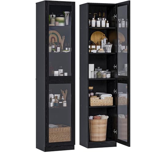 La Mejor Selección de Librero Walmart Top 10. 41 Simple Wisdom Librero,Estante Organizador,Alacenas Para Cocina,Mueble Organizador,Alacenas Para Despensa,Espacio de Almacenamiento Cinco Niveles Con Puerta de Vidrio,El Tamaño es...