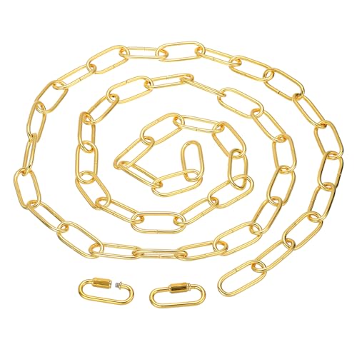 Image of PATIKIL 6ft Lighting Hanging Chain, Metal Looping Chain with Quick Link Screw Lock Connectors for Hanging Plant Pendant Chandelier Light Fixture, Gold Tone