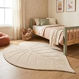 Little Olly Tapis Lavable pour Enfant   Coco Leaf Beige   80x120 cm   Garçon et Fille   Lavable en Machine   Chambre Bebe   Irréguliers