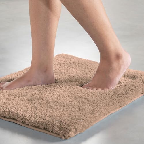 Image of LUXE HOME INTERNATIONAL Microfiber Rectangular Home Bath Mat Super Soft Non Slip Vegas Mats for Bathroom, Kitchen, Bedroom, and Door (60x90 Cm, Rust) Pack of 1