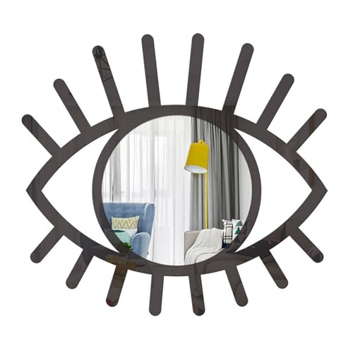 Generisch Espejo de pared en forma de ojo – Espejo de fase acrílico, decoración de pared bohemia de madera | Sala de estar Dormitorio Arte de pared moderno elegante hogar interior decorativo espejo