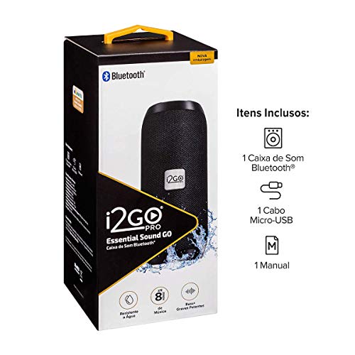 I2GO, Caixa De Som Bluetooth Essential Sound Go, 10W RMS, Resistente à Água, Preto glide