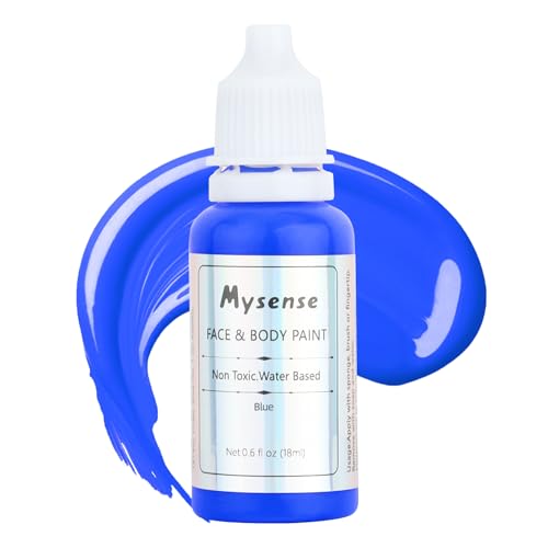 Mysense Blue Face Body Paint,Water Based Washable Face Paint,Non-toxic Cream Body Paint for Adults and Children Halloween Costume SFX Clown Avatar Smurf Mystique Cosplay Makeup,0.6oz