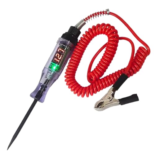RLMVGBX - Circuit Tester Car Fuse Tester 3-70V Digital LED Automotive Test Light Digital Display Voltage Tester Pen with Retractable Spring Wire And Crocodile Clip for Wiring Circuit Checking (No Battery)