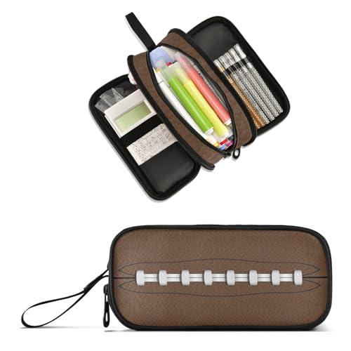 Image of American Football Large Capacity Pencil Case Pencil Pouch Pen Box | 3 Compartment Large Storage Pencil Bag for Adults School Office Teen Girl Boy Men Women