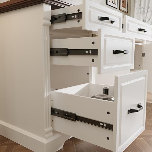 Timechee 59\" W Large Executive Desk, Modern Computer Desk with 5 Drawers & File Cabinet, Rustic Computer Table with Storage, Farmhouse Study Table for Home Office, Living Room, White and Brown - Thumbnail 7