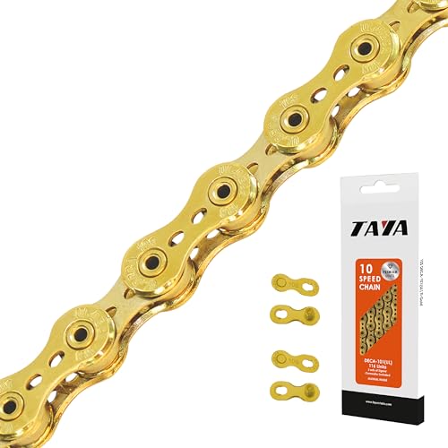 TAYA DECA-101(UL) 10-Speed Light Weight Bike Chain, 116 Links, Ti-Gold, Durable and Smooth Shifting, for Gravel and Racing