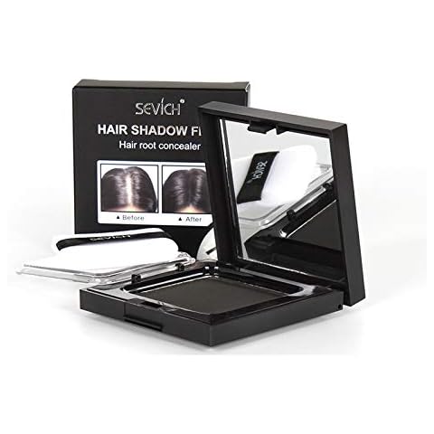 SEVICH Instantly Hair Shadow - Hair Line Shadow Powder, Quick Grey Hair Root Concealer, Hair Shadow Fiber with Puff&Mirror, 12g,Black Cover