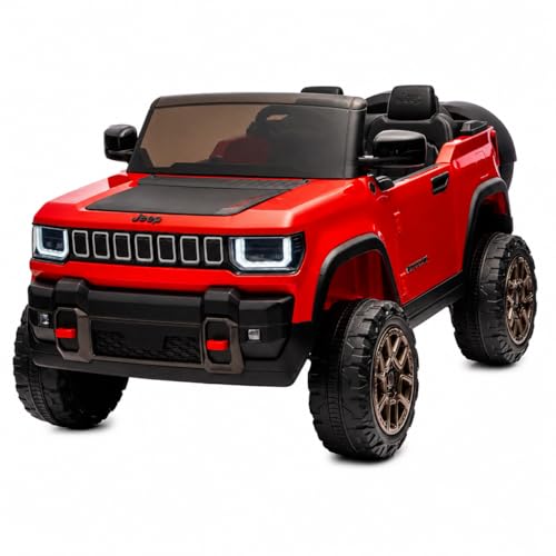 ATAA Coche eléctrico niños Jeep Recon Rojo Licencia Oficial 12V, 2 plazas, 3-8 años