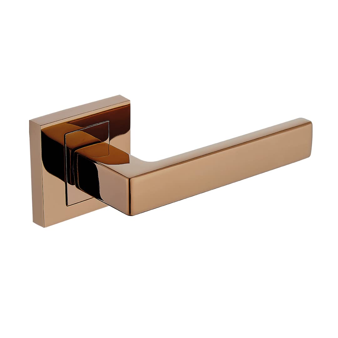 ADGO Qubik II elegancki uchwyt do wnętrz, 123 mm, dzielony szyld 55 x 55 mm, stylowy uchwyt do wnętrz, masywny, kwadratowy, aluminiowy (różowe złoto)