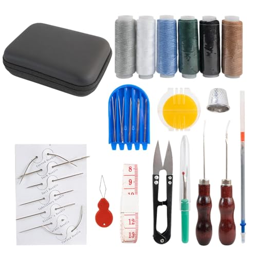 Kit de costura de couro,Kit de costura de couro - Kit de linha e agulha para estofamento | Kit de fe